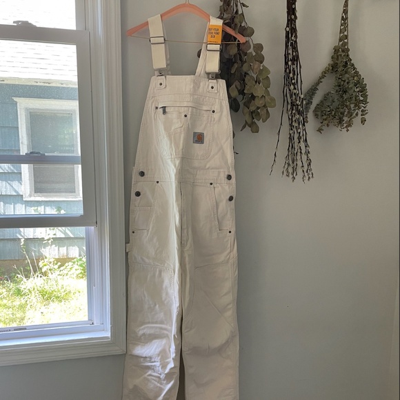 NWT Carhartt Natural Rugged Flex® Relaxed Fit Canvas Bib Overalls, 32x34 - Picture 3 of 6